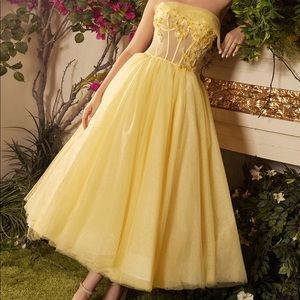 Andrea & Leo Yellow Cocktail Dress